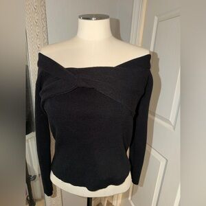 Forever 21 Black Off-the-Shoulder Twist Front Sweater